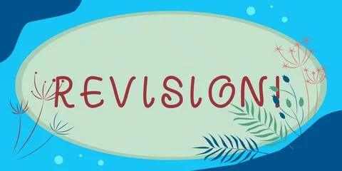 Text caption presenting Revision. Word Written on action of revising over som Ilustração Stock
