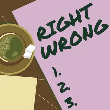 Text caption presenting Right Wrong. Business showcase choose between two Stock Illustration