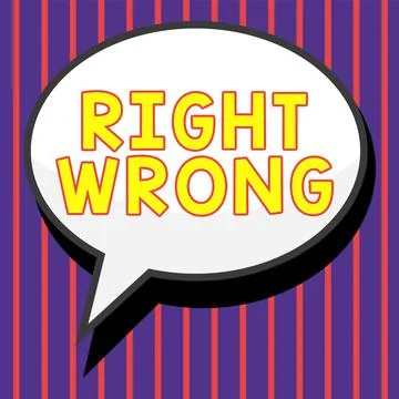 Text caption presenting Right Wrong. Business overview choose between two Illustrazione stock