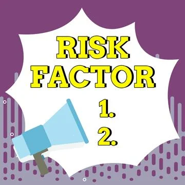 Text caption presenting Risk Factor. Word for Something that rises the chance of Stock Illustration