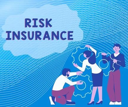 Text caption presenting Risk Insurance. Word for The possibility of Loss Damage Stock Illustration