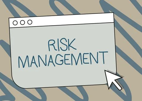 Text caption presenting Risk Management. Word Written on evaluation of financial Illustrazione stock