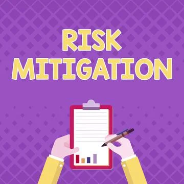 Text caption presenting Risk Mitigation. Business idea strategy to prepare for Stock Illustration