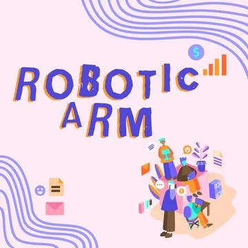 Text caption presenting Robotic Arm. Business overview programmable mechanical 스톡 일러스트