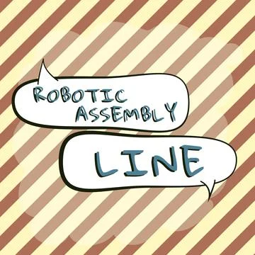 Text caption presenting Robotic Assembly Line. Business concept use to increase Illustrazione stock