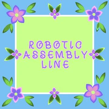 Text caption presenting Robotic Assembly Line. Business showcase use to increase Stock Illustration