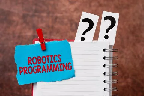 Text caption presenting Robotics Programming. Conceptual photo software that Foto stock