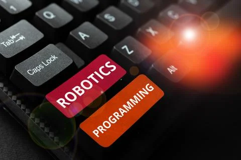 Text caption presenting Robotics Programming. Business showcase software that 库存照片