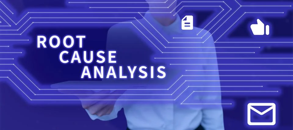 Text caption presenting Root Cause Analysis. Business idea Method of Problem 스톡 사진