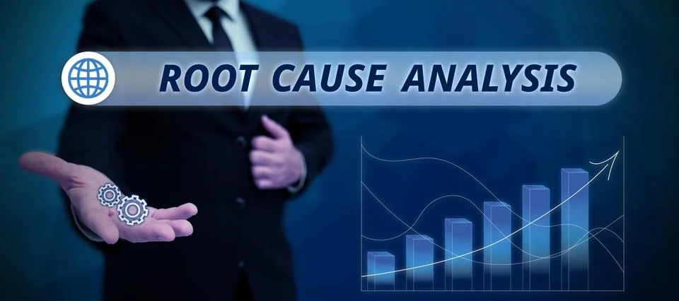 Text caption presenting Root Cause Analysis. Business overview Method of Problem Stock Photos