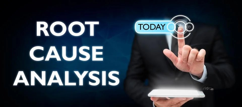 Text caption presenting Root Cause Analysis. Internet Concept Method of Problem Stock Photos