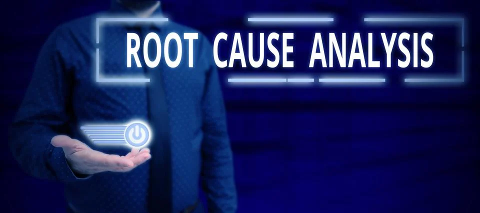 Text caption presenting Root Cause Analysis. Word for Method of Problem Solving Stock Photos
