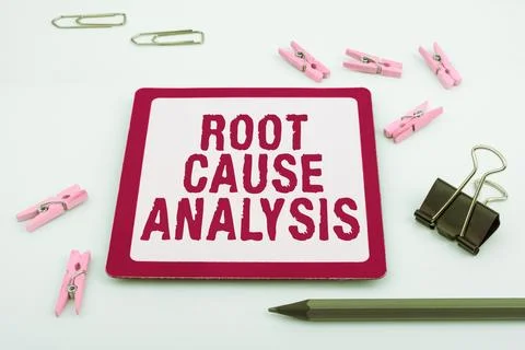 Text caption presenting Root Cause Analysis. Word for Method of Problem Solving Stock Photos