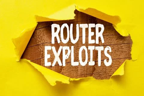 Text caption presenting Router Exploits. Concept meaning takes advantage of a 스톡 사진