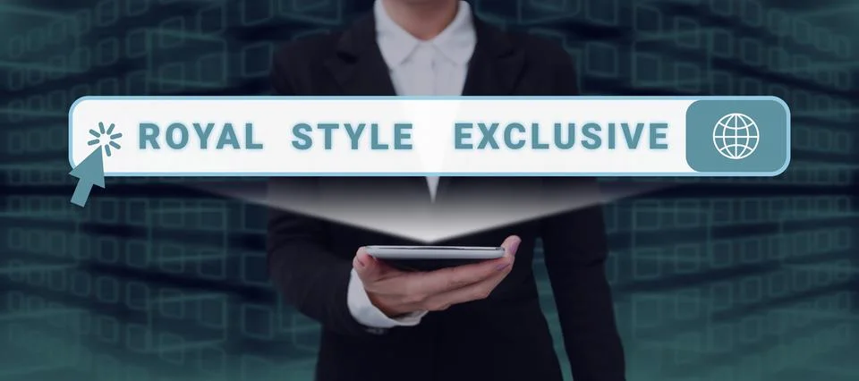 Text caption presenting Royal Style Exclusive, Business showcase fashion by w Stock Photos