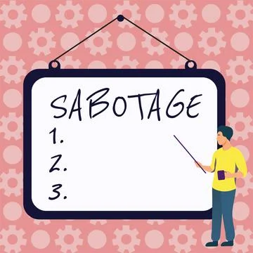 Text caption presenting Sabotage. Business overview destruction of an employer's Stock Illustration