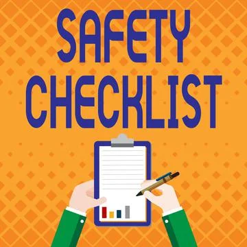 Text caption presenting Safety Checklist. Business concept list of items you Stockillustratie