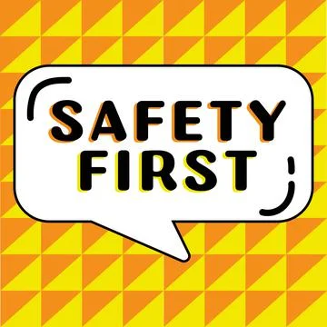 Text caption presenting Safety First. Business idea Avoid any unnecessary risk Stock Illustration
