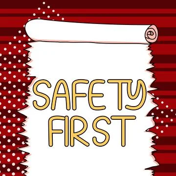 Text caption presenting Safety First. Business overview Avoid any unnecessary Stock Illustration