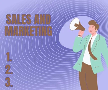 Text caption presenting Sales And Marketing. Business idea Promotion Selling Stock Illustration