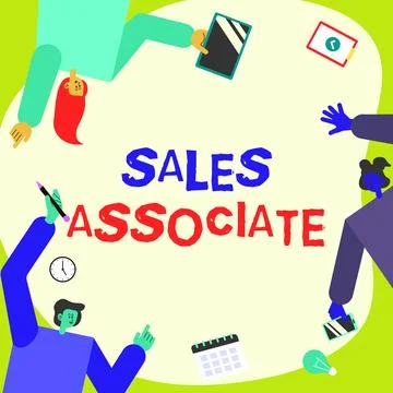 Text caption presenting Sales Associate. Business overview primary task is Stock Illustration