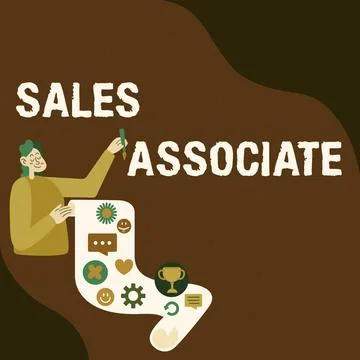 Text caption presenting Sales Associate. Business concept primary task is Stock Illustration
