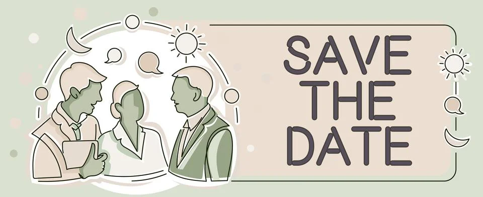 Text caption presenting Save The Date. Business concept Systematized events Illustrazione stock