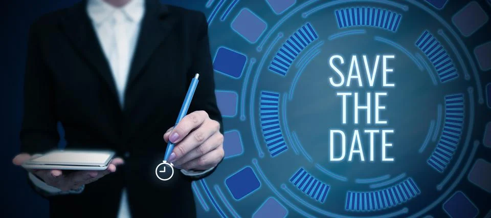 Text caption presenting Save The Date. Internet Concept Systematized events 스톡 사진