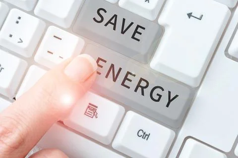Text caption presenting Save Energy. Conceptual photo decreasing the amount of 写真素材
