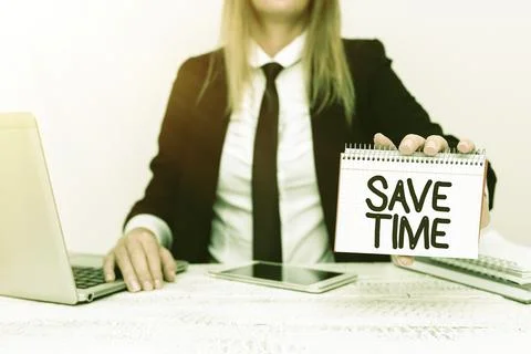 Text caption presenting Save Time. Business overview to do something more Foto stock
