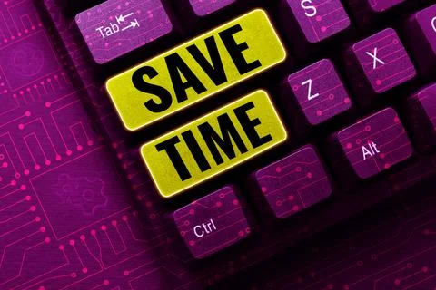 Text caption presenting Save Time. Word for to do something more efficiently Foto stock