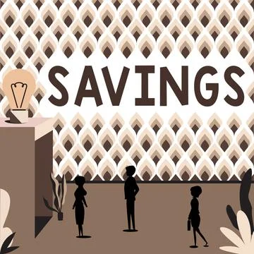 Text caption presenting Savings. Conceptual photo process of setting aside a Illustrazione stock