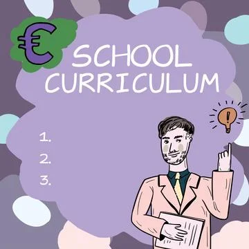 Text caption presenting School Curriculum. Business overview designed to provide Stock Illustration