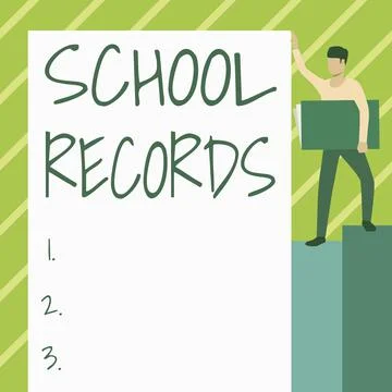Text caption presenting School Records. Business approach Information that is 스톡 일러스트