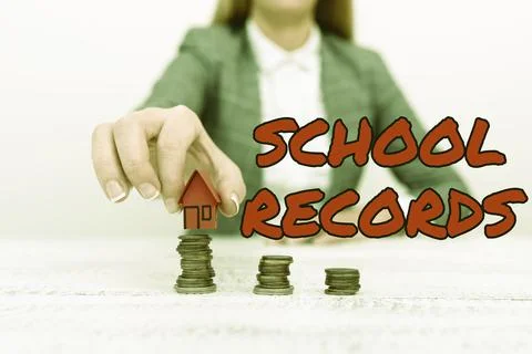 Text caption presenting School Records. Concept meaning Information that is kept 스톡 사진