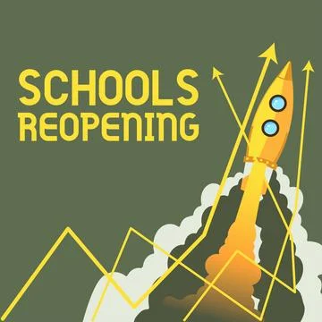 Text caption presenting Schools Reopening. Internet Concept classes are over for Ilustração Stock
