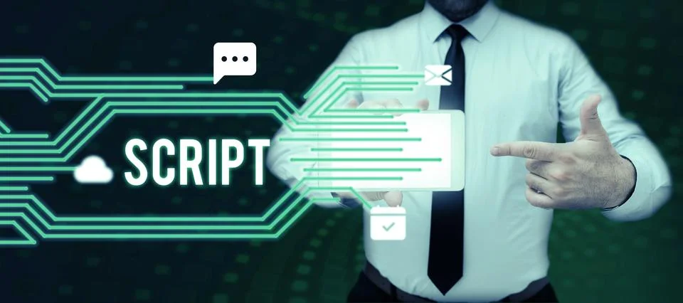 Text caption presenting Script. Business idea handwriting as distinct from print Foto stock