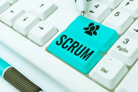 Text caption presenting Scrum. Concept meaning handwriting as distinct from Foto stock