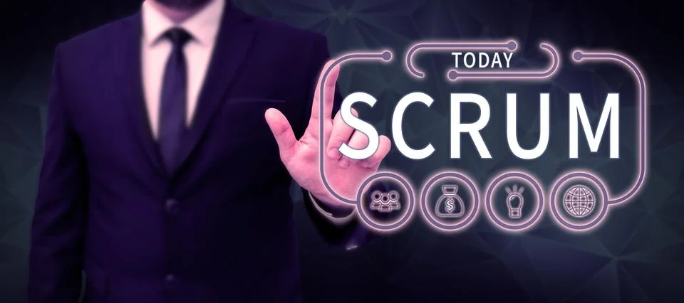 Text caption presenting Scrum. Internet Concept handwriting as distinct from Foto stock