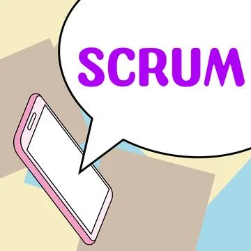 Text caption presenting Scrum. Word Written on handwriting as distinct from Stock Illustration