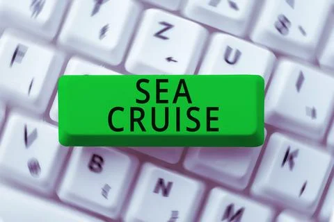 Text caption presenting Sea Cruise. Concept meaning a voyage on a ship or boat Stock Photos