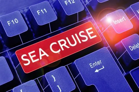 Text caption presenting Sea Cruise. Concept meaning a voyage on a ship or boat Foto stock