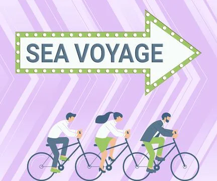 Text caption presenting Sea Voyage. Concept meaning riding on boat through Stock Illustration