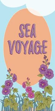 Text caption presenting Sea Voyage. Word Written on riding on boat through Stock-Illustration
