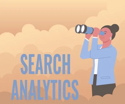 Text caption presenting Search Analytics. Business overview investigate Stock Illustration