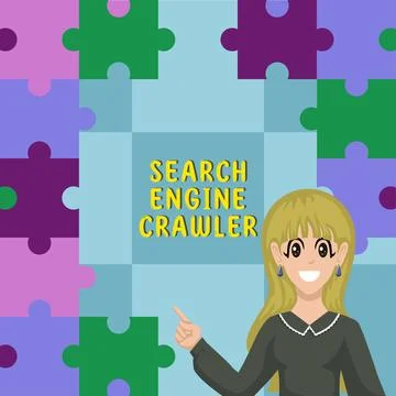 Text caption presenting Search Engine Crawler. Business overview program or Illustration