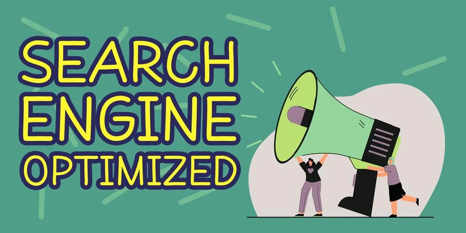 Text caption presenting Search Engine Optimized. Business overview maximizing Stock Illustration