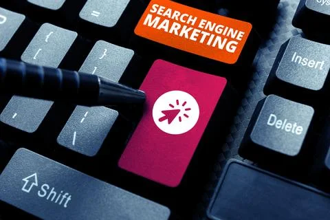 Text caption presenting Search Engine Marketing. Concept meaning promote Website Stock Photos