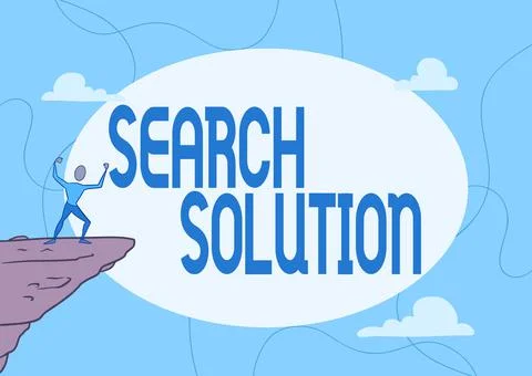 Text caption presenting Search Solution. Business overview an action or process Stock Illustration