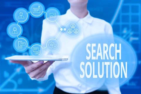 Text caption presenting Search Solution. Business overview an action or process Stock Photos